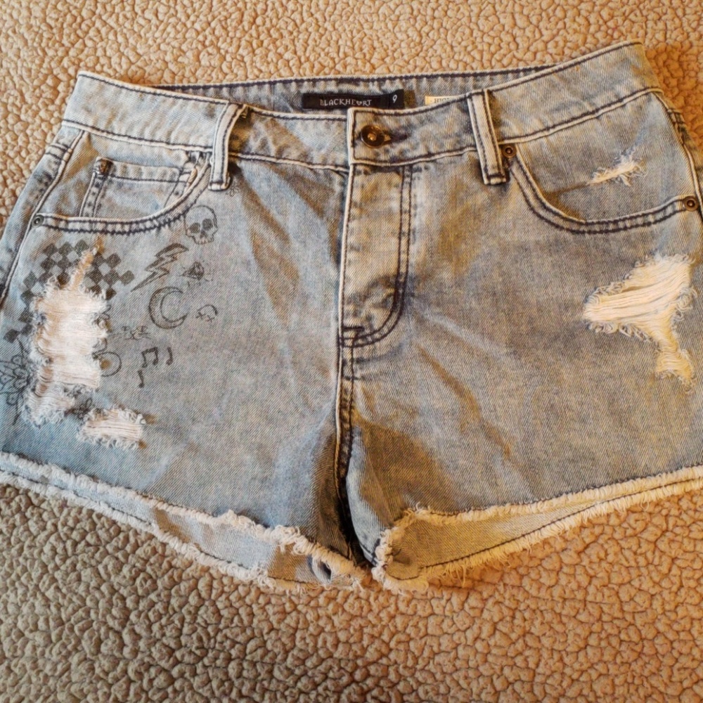high rise denim short